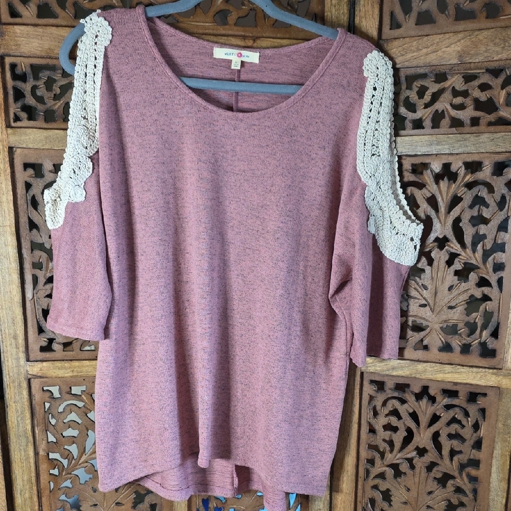 🌟 Wishful Park Pink Blouse with Crochet Accents